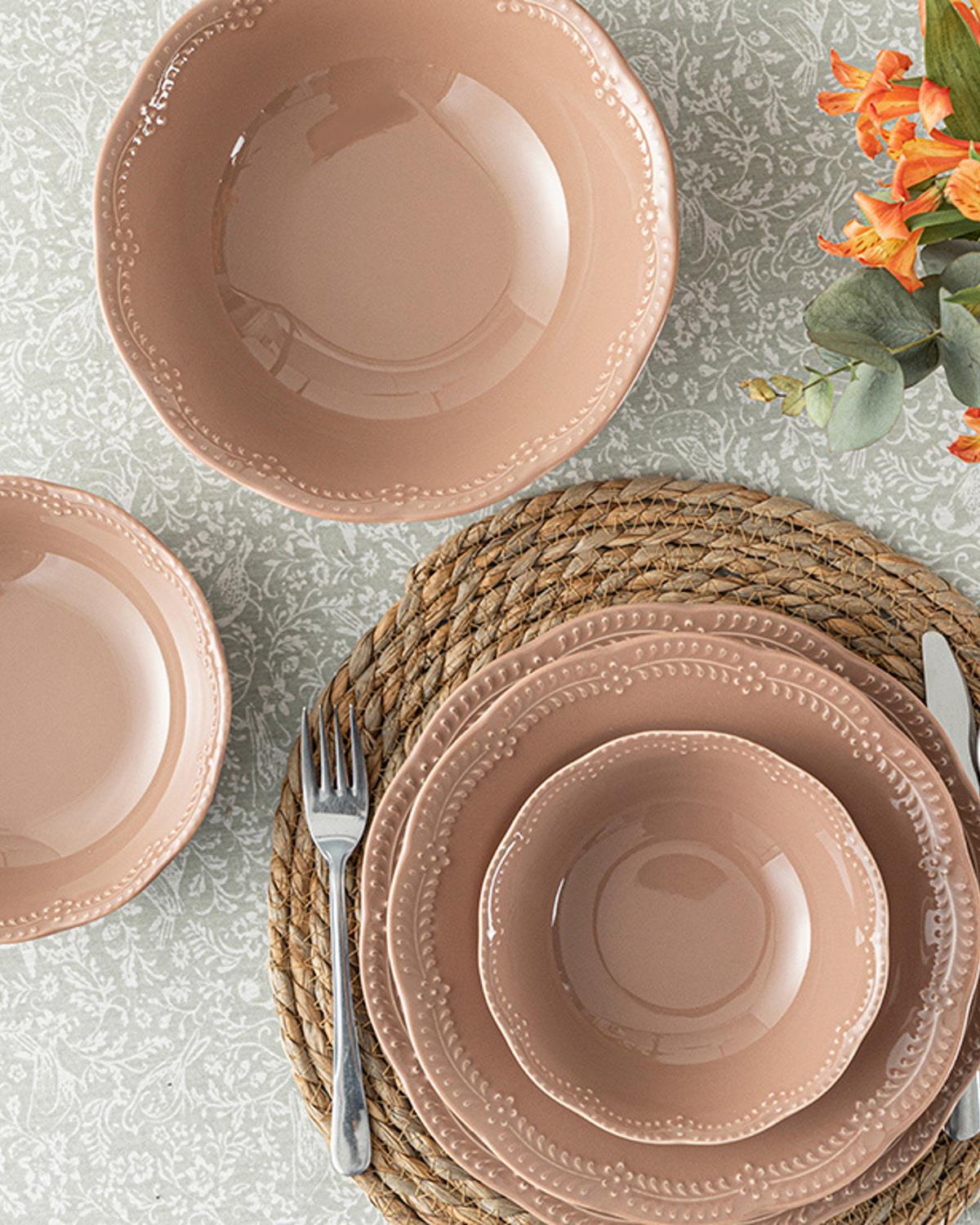 Viyana Porcelain Soup Bowl 16 cm Rose Color