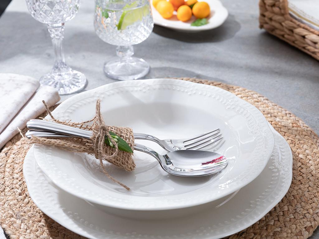 Viyana Porcelain Dinner Plate 23 cm Light Cream