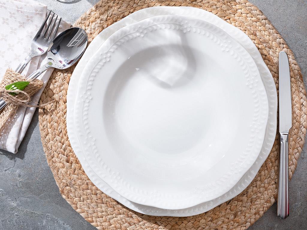 Viyana Porcelain Dinner Plate 23 cm Light Cream