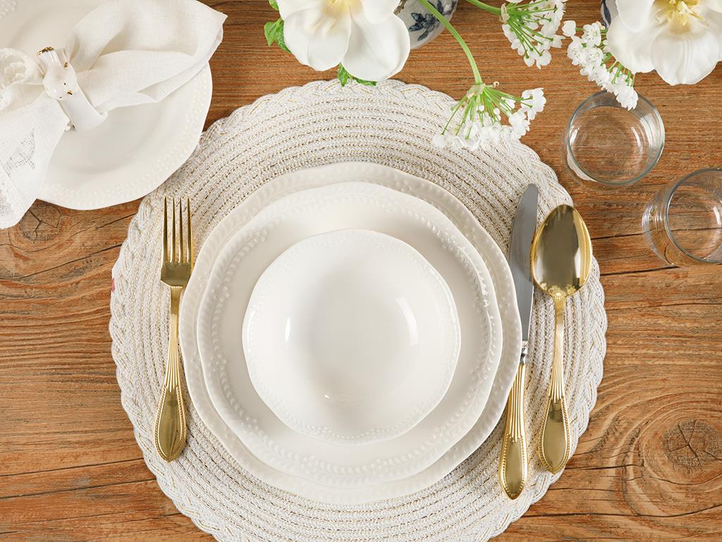 Viyana Porcelain Dinner Set 24 ParÃ§a 6 kiÅilik Cream