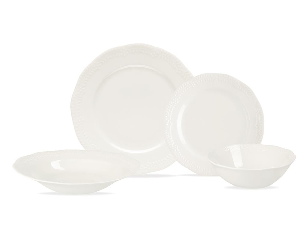 Viyana Porcelain Dinner Set 24 ParÃ§a 6 kiÅilik Cream