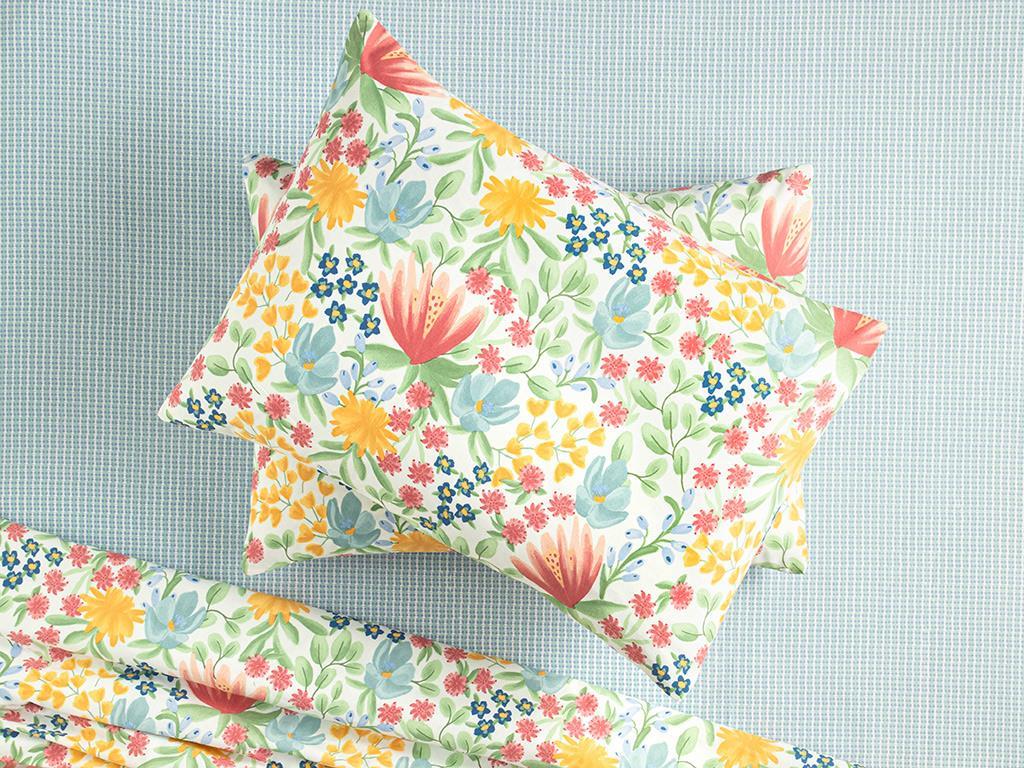 Water Lily Față De Pernă Set 2, Ușor De Calcat, 50*70 Cm, Albastru-Maro