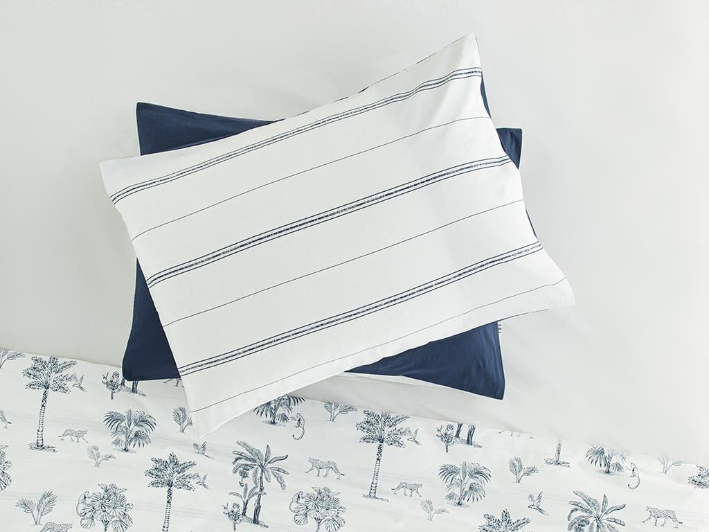 WILD PALMS COTTONY 2 SET  FAȚĂ DE PERNĂ 50X70 CM ALBASTRU INCHIS