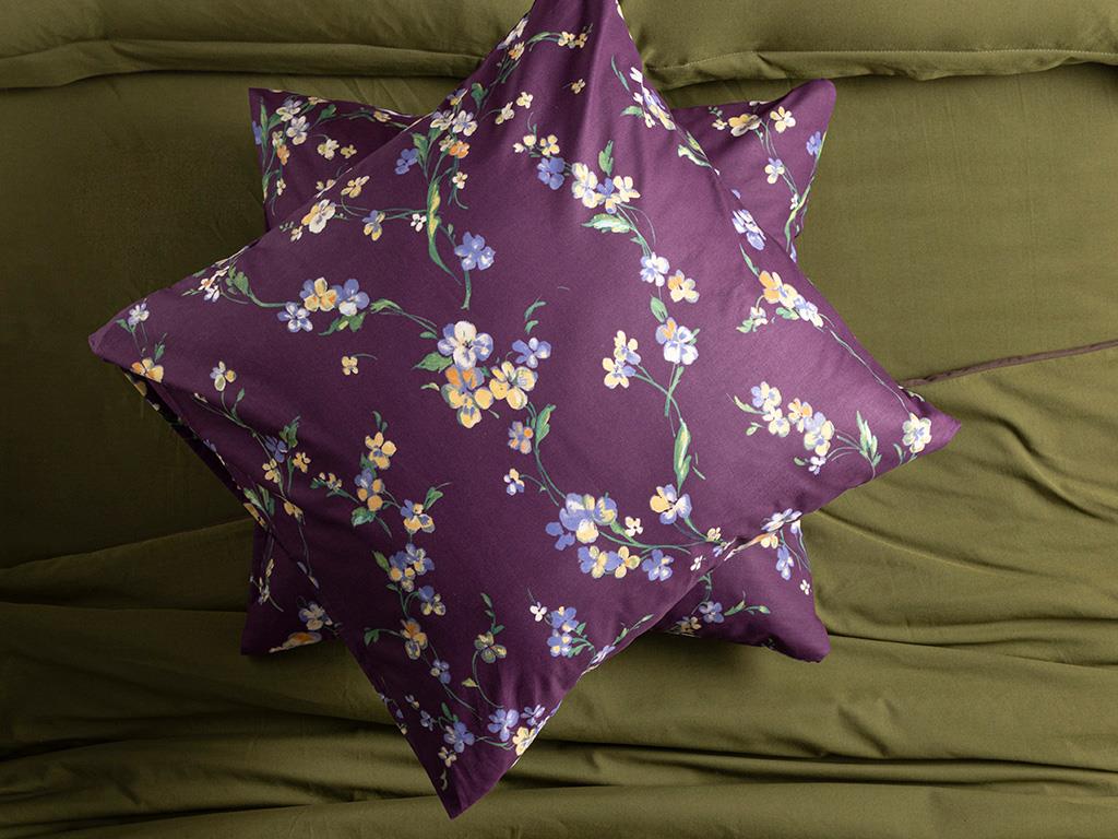 Wild Pansies Bumbac Set 2 Față De Pernă 65*65 Cm mov