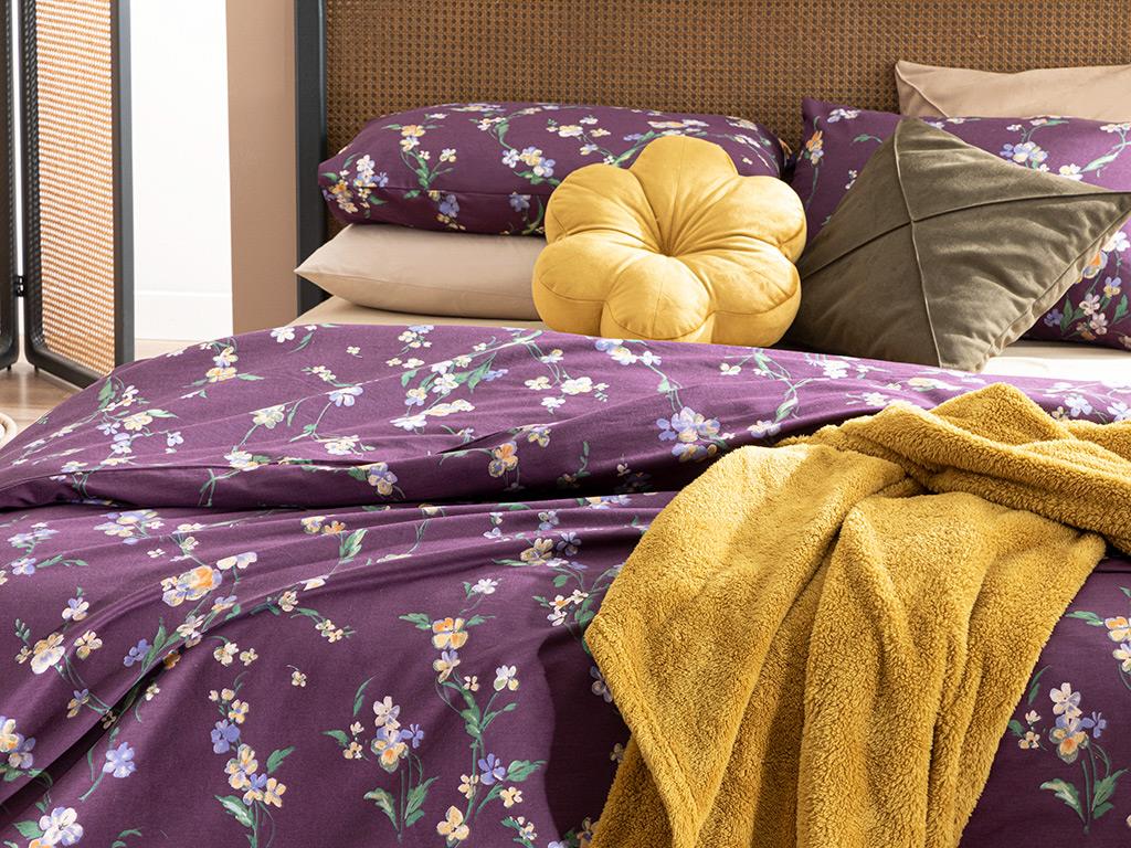 Wild Pansies Cottony  Super King  SET LENJERIE DE PAT 260x220 cm Damson