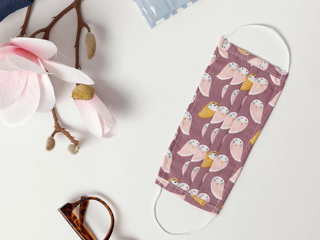 WISE BIRD Cotton Fabric Mask 9,5x18 cm Purple