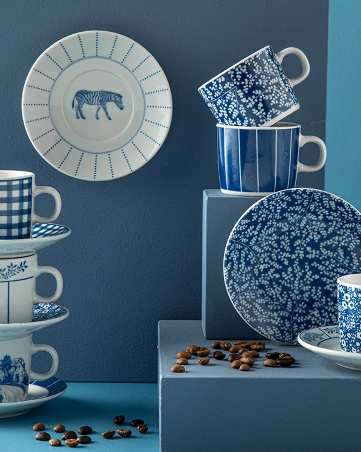 Zebra Porcelain 4 Parça 2 Kişilik Coffee Cup Set 80 ml Dark Blue