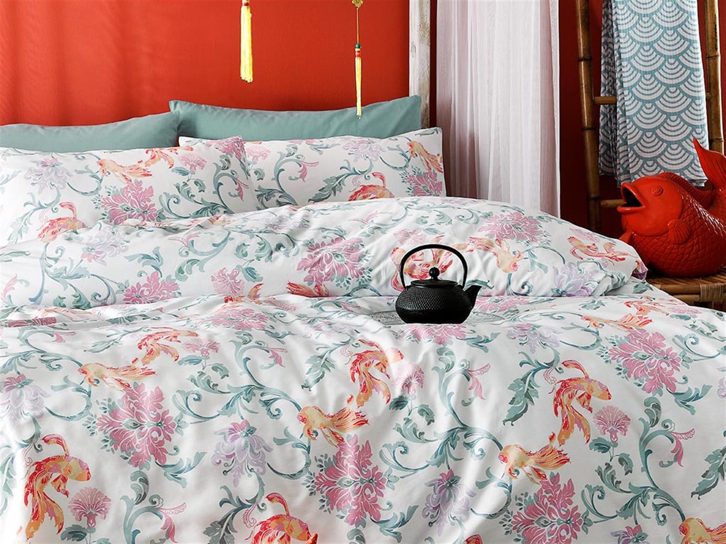 Zen Damask  Meniu mare 240x220 cm Mint-lilac-roz