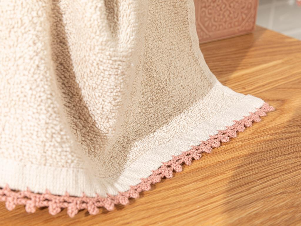 Zigzag Mono Cottony  Croșetat  PROSOP DE MÂINI 30x40 cm Beige - Brick Red