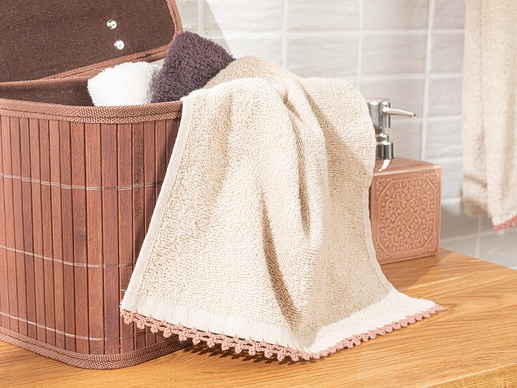 Zigzag Mono Cottony  Croșetat  PROSOP DE MÂINI 30x40 cm Beige - Brick Red