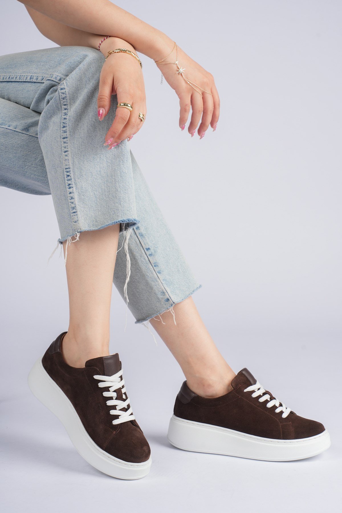 Nice Kadın Sneaker Deri Süet İçi Deri Comfort Yumuşak Taban Günlük Ayakkabı