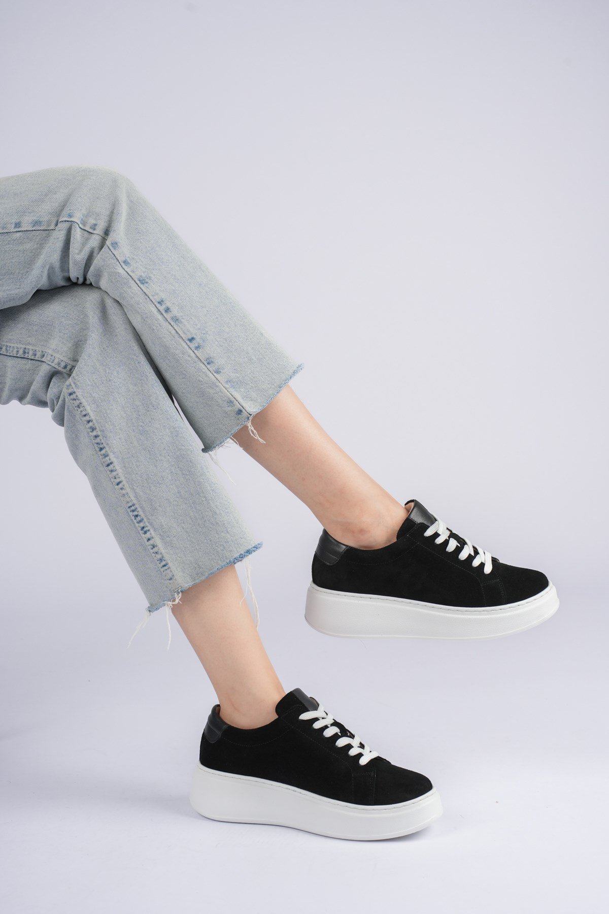 Nice Kadın Sneaker Deri Süet İçi Deri Comfort Yumuşak Taban Günlük Ayakkabı