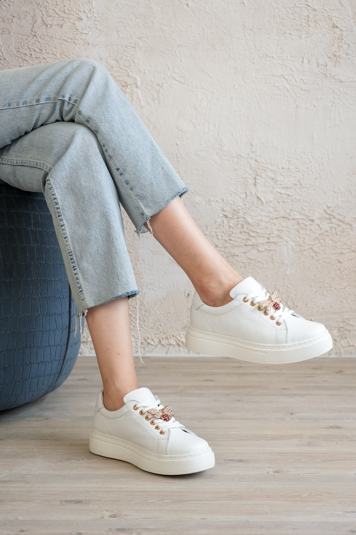 Valencia Kadın Sneaker Beyaz Hakiki Deri Comfort Yumuşak Taban Günlük Spor Ayakkabı