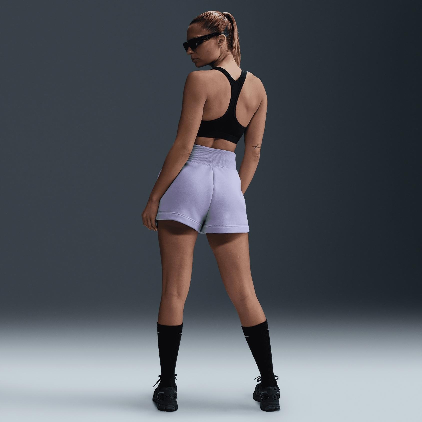 Nike Sportswear Phoenix Fleece Yüksel Belli Bol Şort - Lila