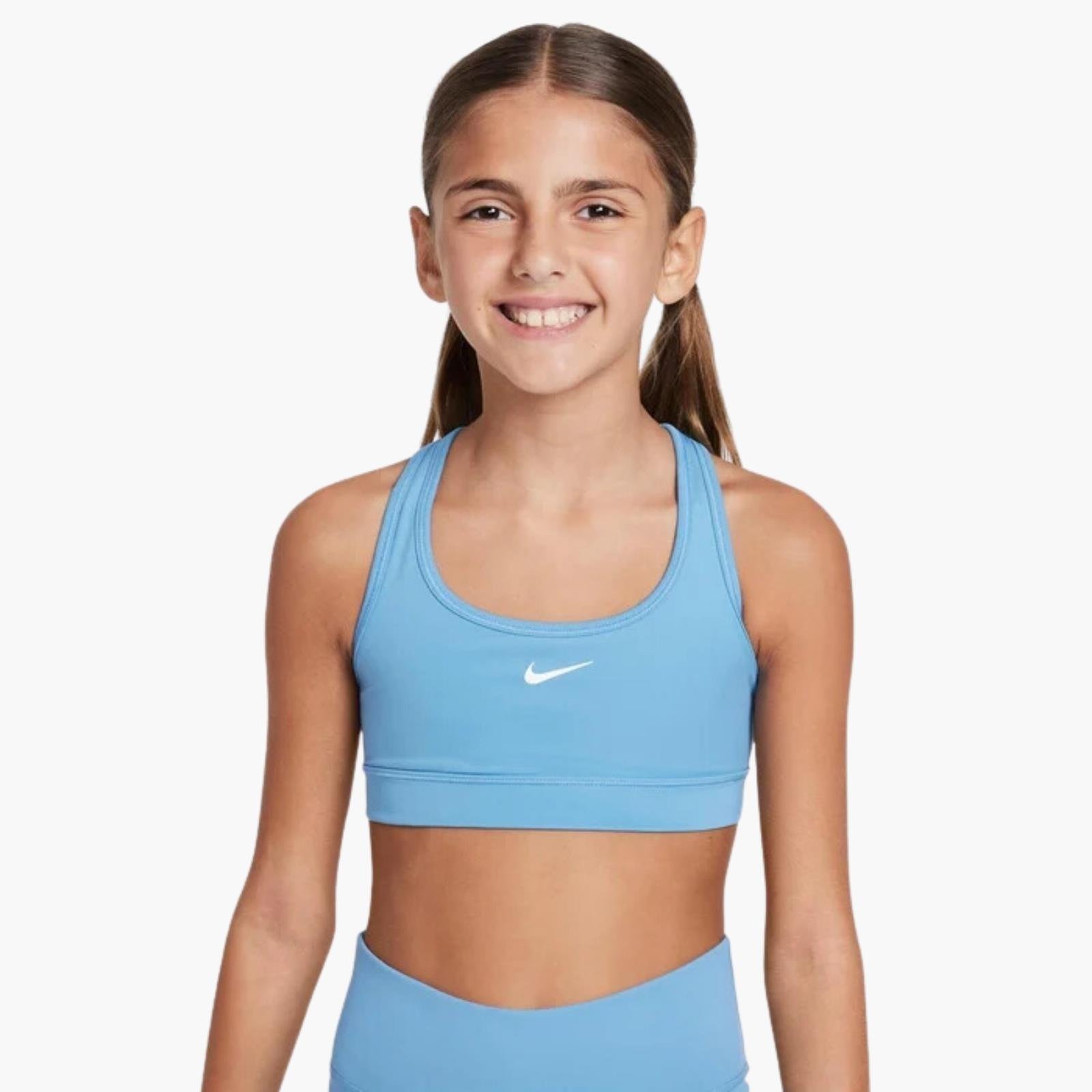 Nike Swoosh Genç Kız Spor Sütyeni - Mavi