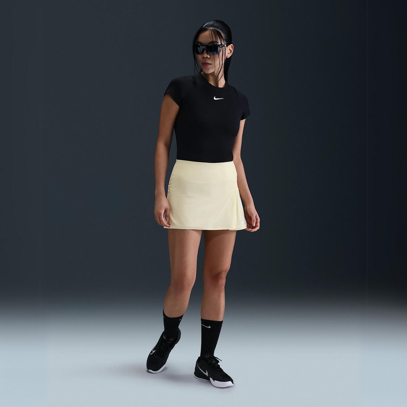 Nike Victory Dri-FIT Düz Tenis Eteği - Sarı