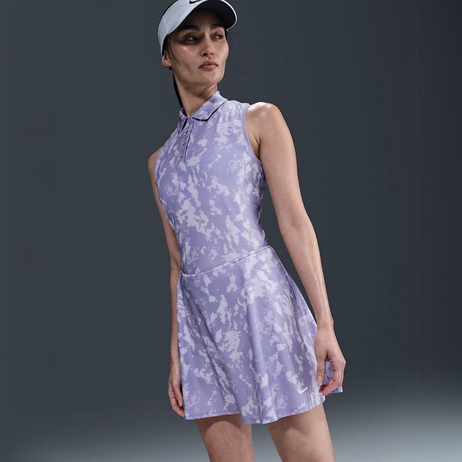 Nike Victory Dri-FIT Fırfırlı Baskılı Tenis Eteği - Lila