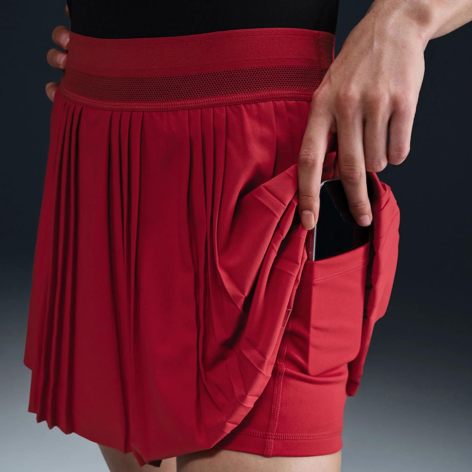 NikeCourt Advantage Dri-FIT Pileli Tenis Eteği - Kırmızı