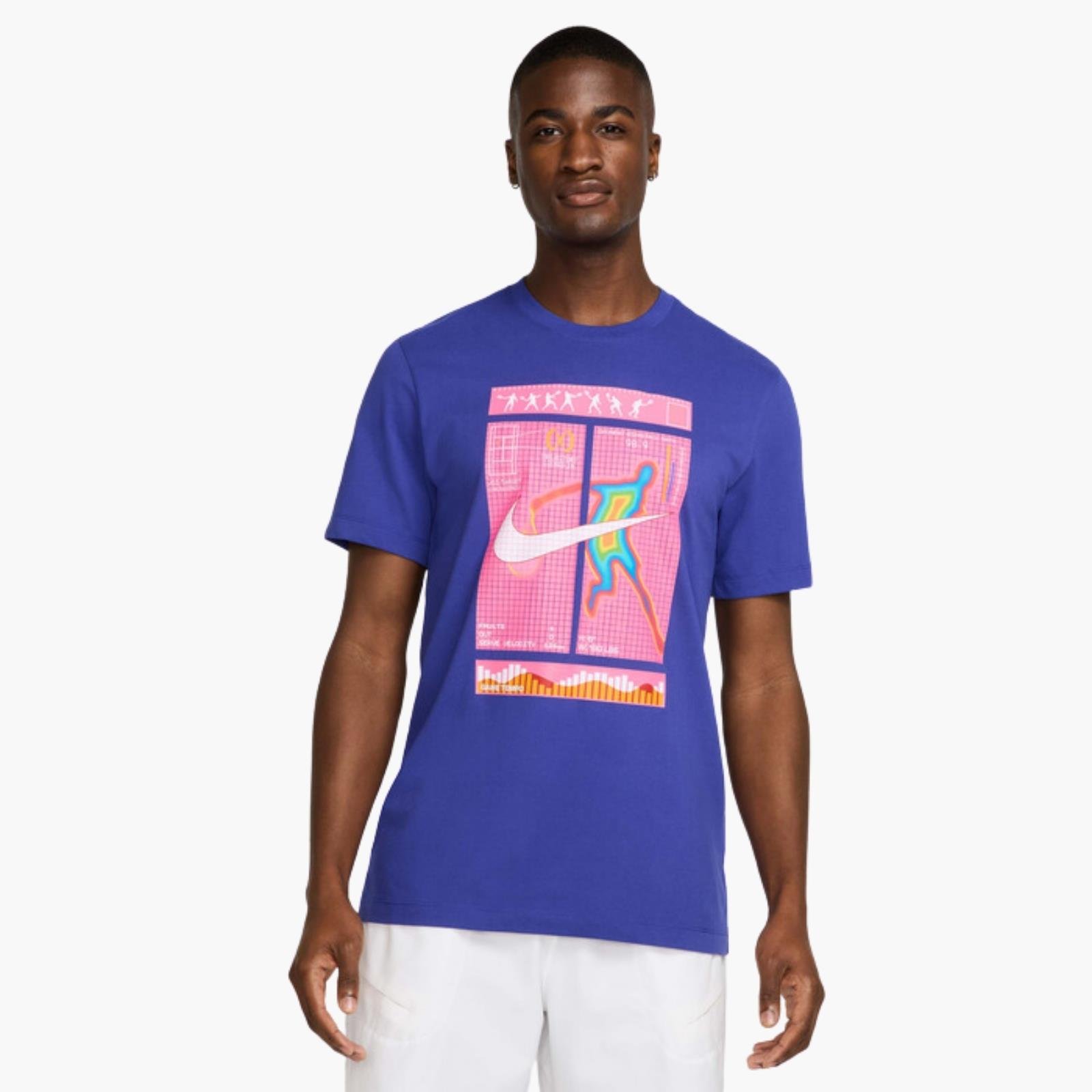 NikeCourt Dri-FIT Grafik Baskı Tenis T-Shirt - Lacivert / Mor