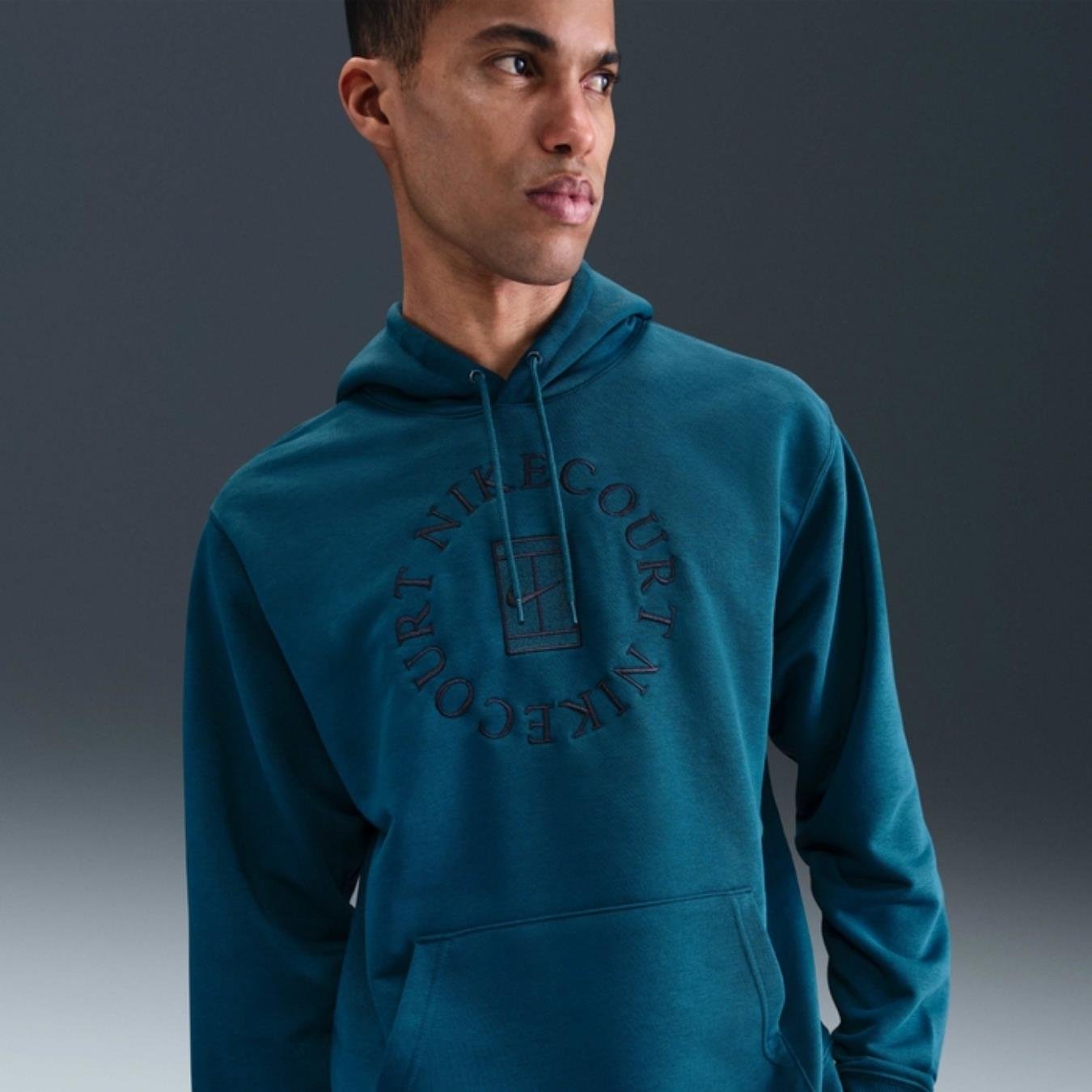 NikeCourt Heritage Dri-FIT Fransız Havlu Kapüşonlu Sweatshirt - Mavi
