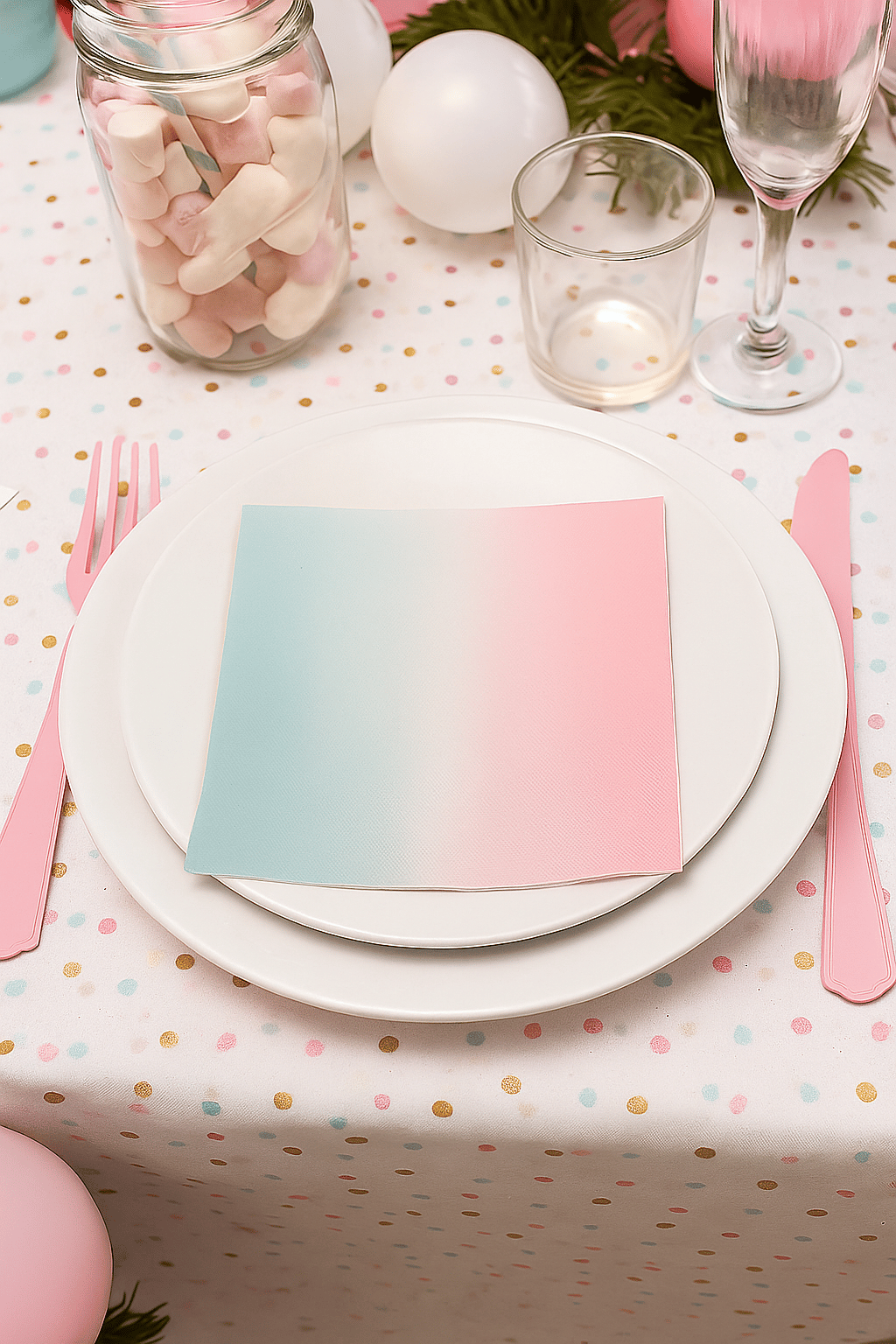  Peçete Cinsiyet Partisi Peçetesi Pembe Mavi Geçişli Lüks Cinsiyet Peçetesi 20li 33*33
