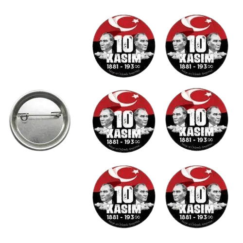 10 Kasım Atatürk'ü anma yaka çanta rozeti 6 li paket Atatürk' ü anma törenleri ölüm yıldönümü törenleri