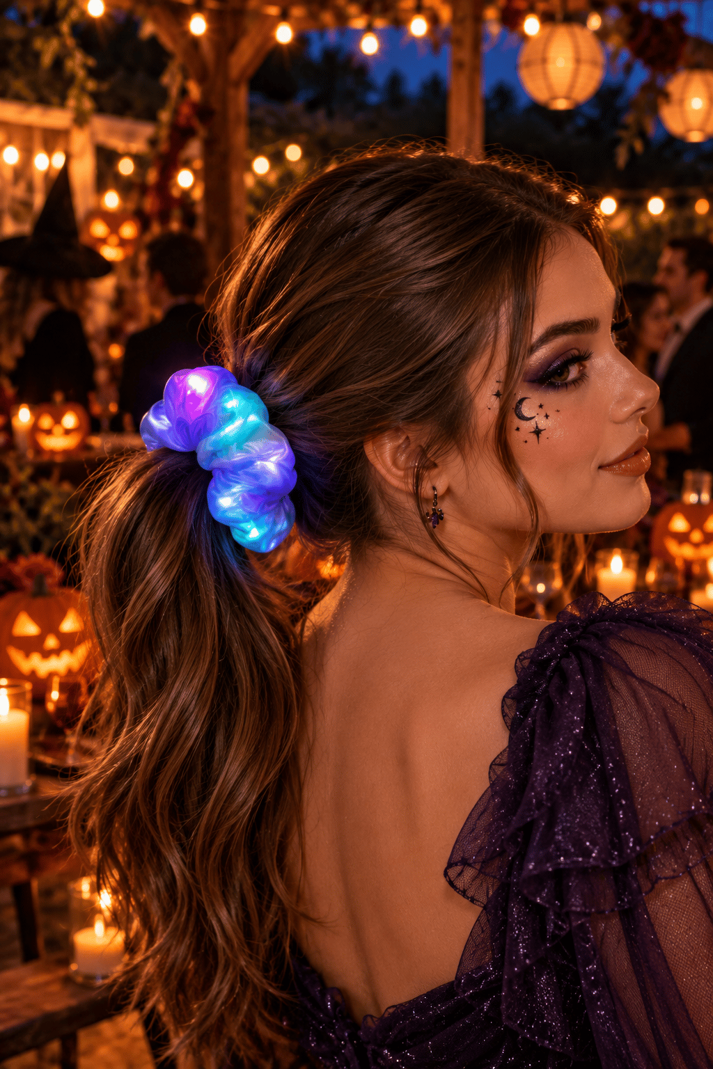 3 Mod Işıklı LED Saç Tokası Renkli Parlayan Scrunchie Parti Festival Saç Aksesuarı