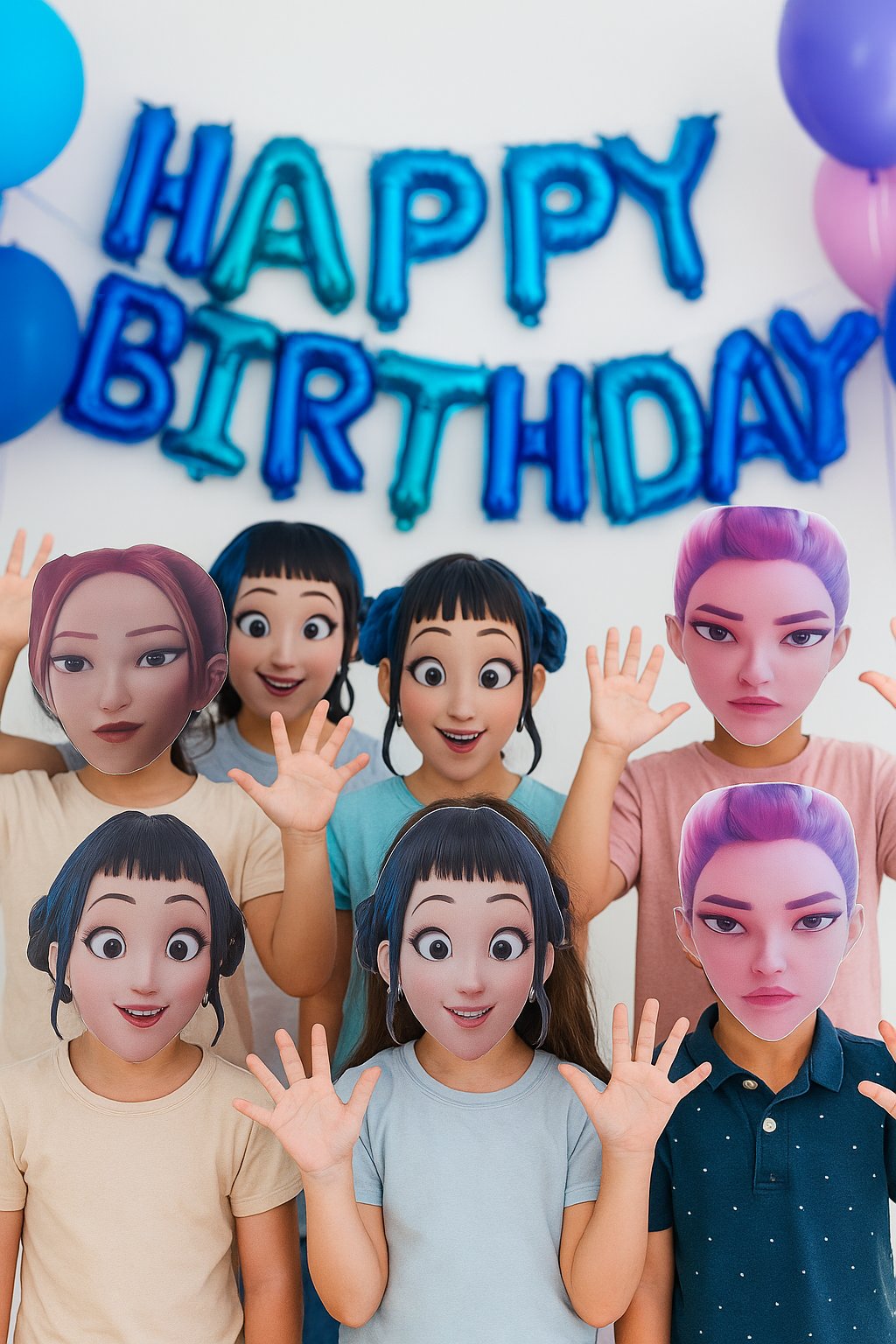 6'lı Paket Lisanslı K-pop Hunterix Demon Hunters İblis Avcıları Karton Maske Seti - Parti ve Etkinlik Kostümü Aksesuarı