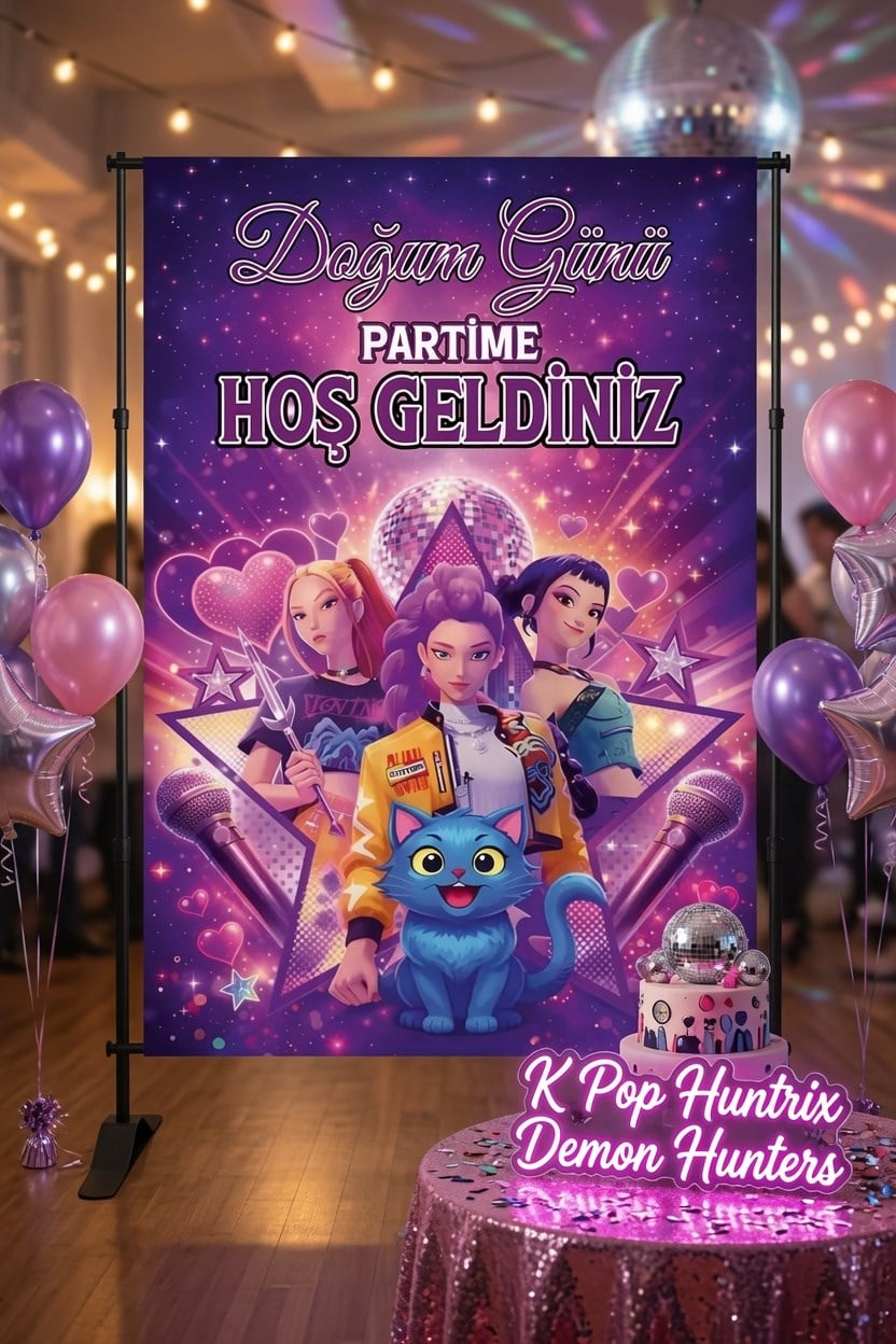 Afiş K-POP Huntrix Doğum Günü Afişi Arka Fon 70*100 cm BRANDA