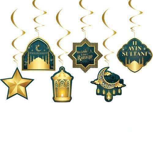 Asmalı sarkıt süs 6lı ramadan karem çift taraflı