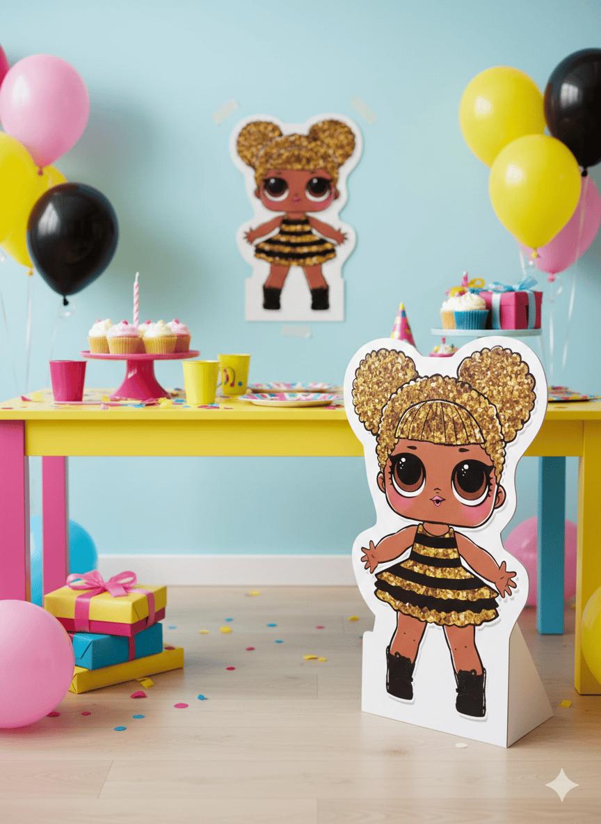 Ayaklı pano lol bebek queen bee 35x24cm ayaklı Çift taraflı bandlı duvat yada masa süsü