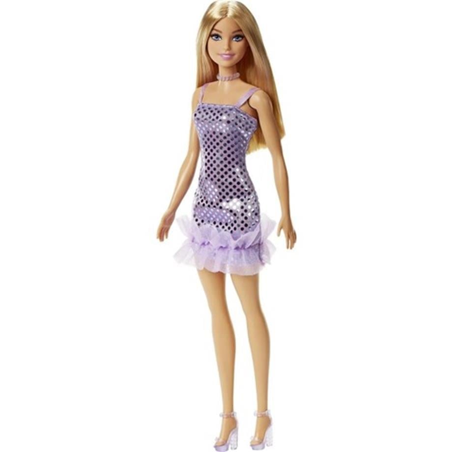 Barbie Pırıltılı Bebekler Mor Elbiseli HJR93