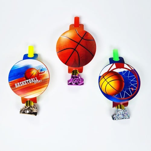 Basketbol temalı kaynana dili, parti düdüğü,(6lı paket) uzayan parti düdüğü,uzat çek düdük f