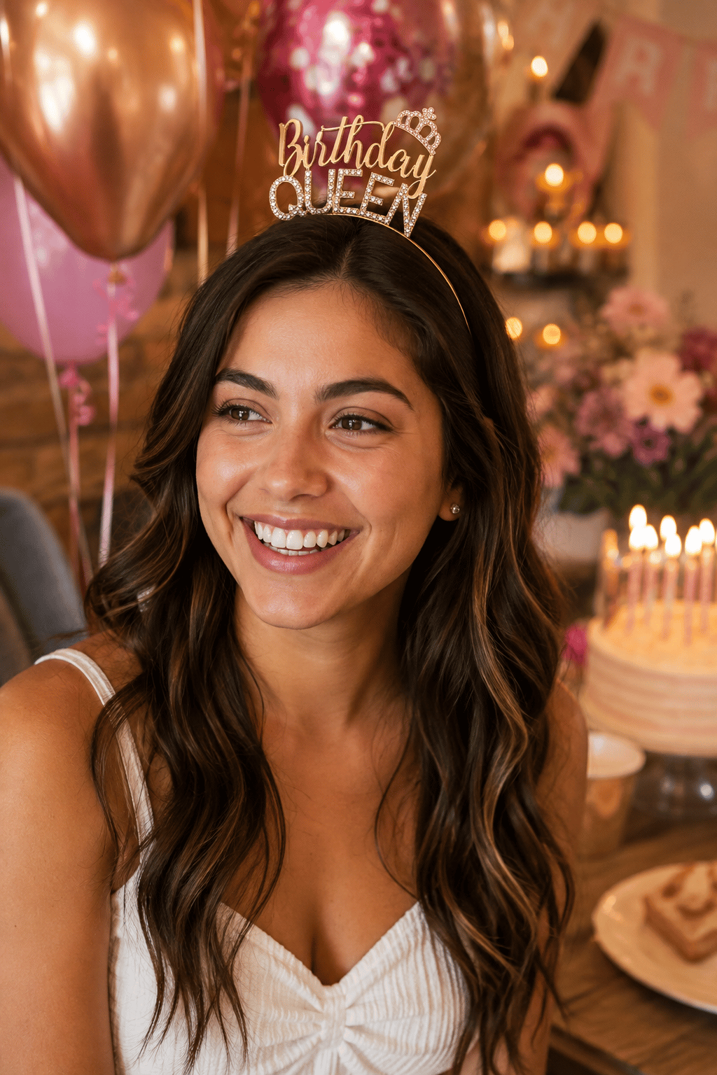 Birthday Queen Metal Saç Tacı Altın Taşlı Görünümlü Doğum Günü Parti ve Fotoğraf Aksesuarı