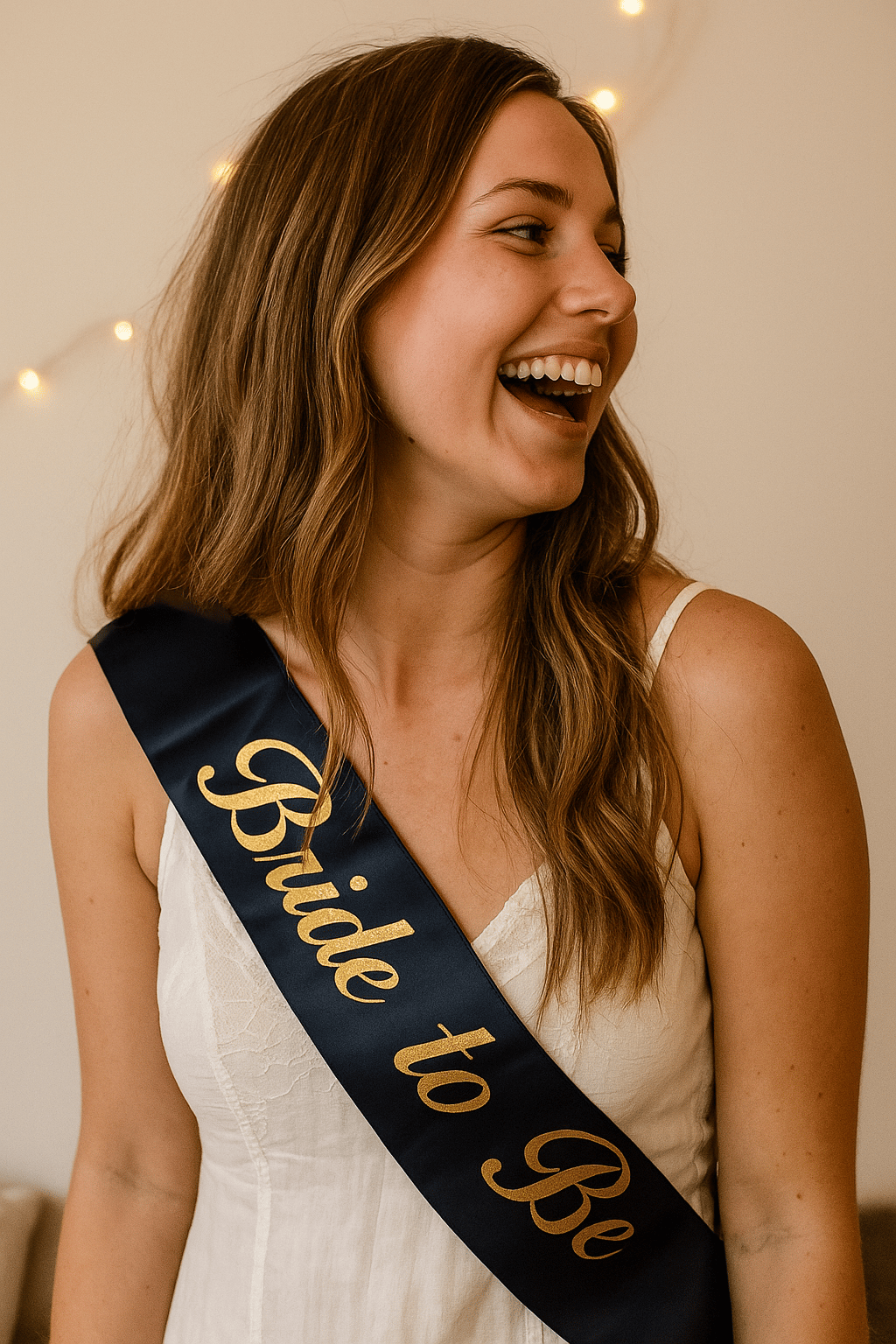 Bride To Be Bekarlığa Veda Kuşak Siyah saten Üstüne Yazı Gold-Altın Varaklı bekarlığa veda kuşağı