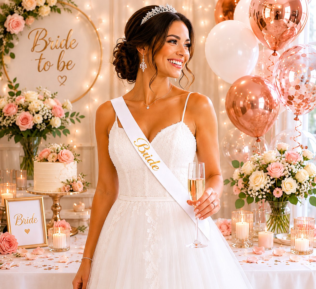 Bride yazılı Kuşak Beyaz üstü Altın yaldızlı