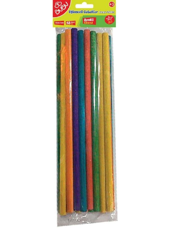 Bu-Bu Eğlenceli Çubuklar Renkli 20X0,5Cm 24Lü