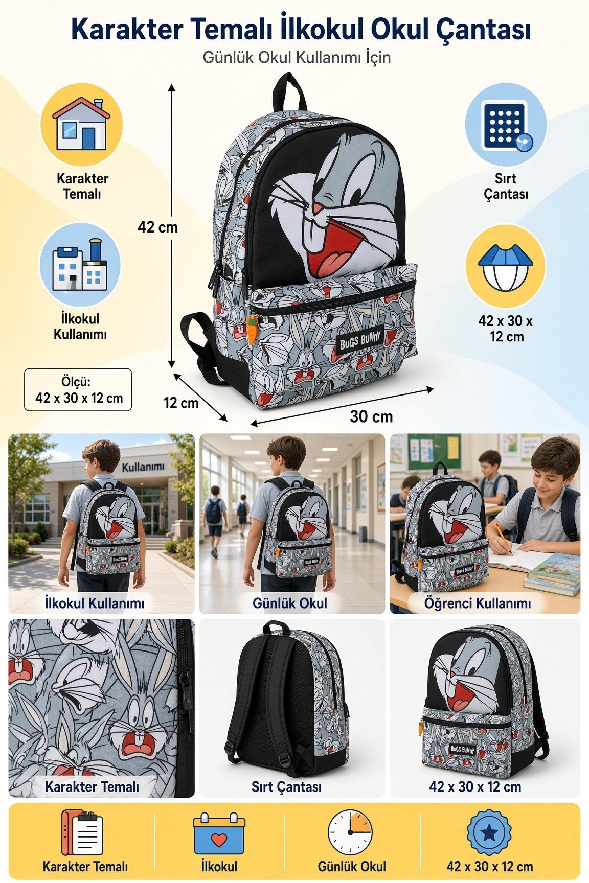 Bugs Bunny Okulu Çantası 2140-9