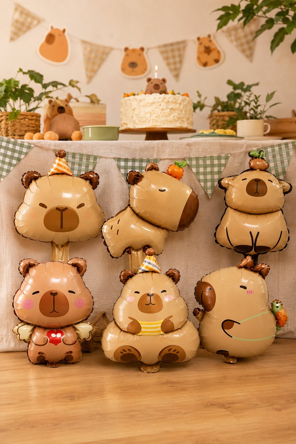 Capybara Folyo Balon Seti 6 Parça 14 İnç Doğum Günü Parti Süsü Capybara Temalı Dekorasyon