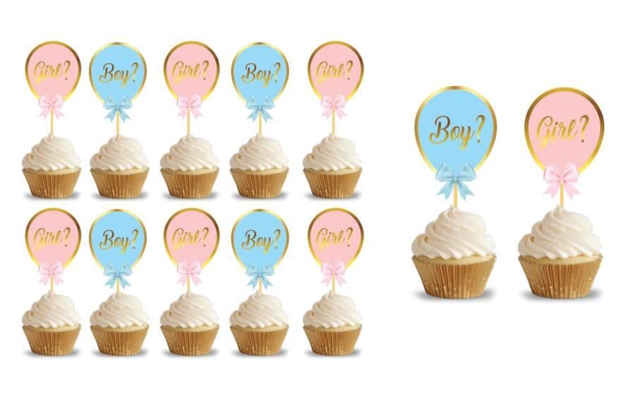 Cinsiyet Belirleme Partisine özel altın varaklı kürdan Boy and Girl 10lu paket