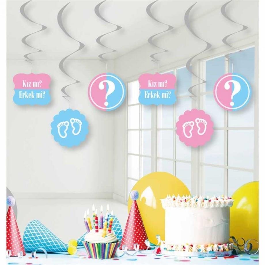 Cinsiyet Partisi Sarkıt Tavan kapı avize Süsü 6lı paket erkek mi ? kız mı?      