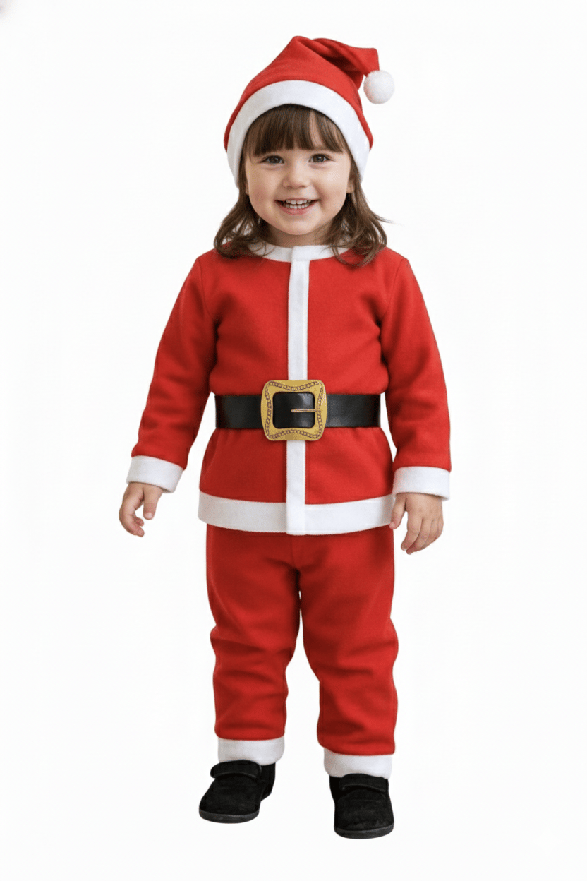 Çocuk Noel Baba Kostüm 2-3 yaş şapkalı kemerli
