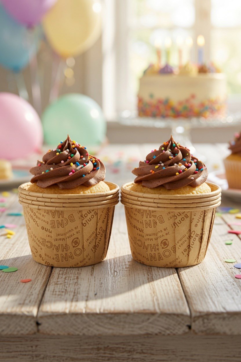 Cupcake Kapsülü 24lü Kraft Yazılı Lamineli Asetat Kutulu