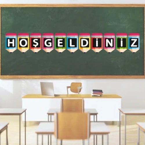 Dekoratif Banner Hoşgeldiniz yazı asma okul süsü okul açılış