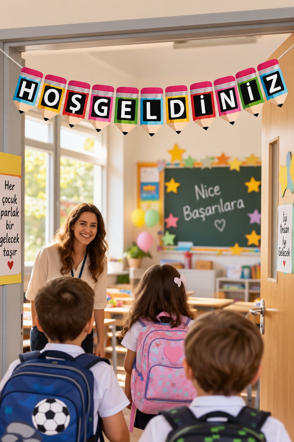 Dekoratif Banner Hoşgeldiniz yazı asma okul süsü