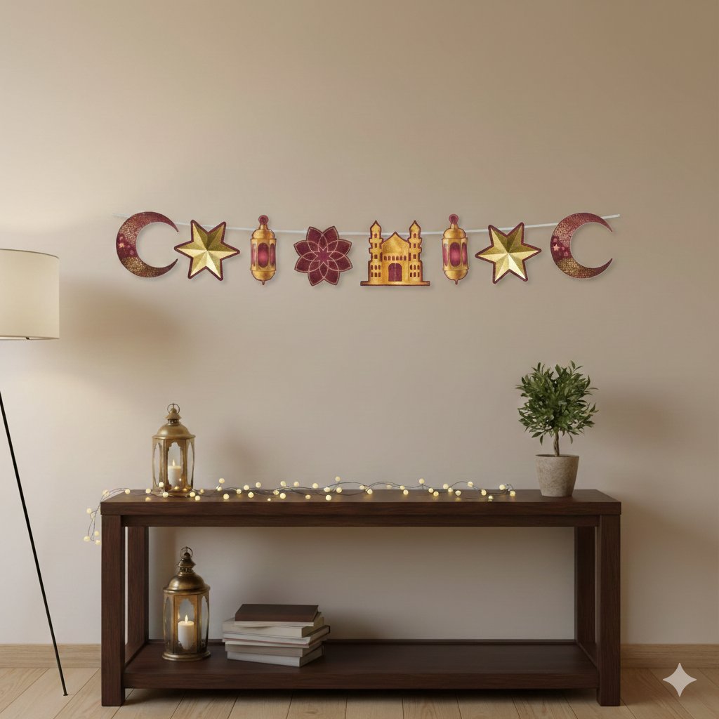 Dekoratif Banner RAMAZAN BORDO GOLD 160cm