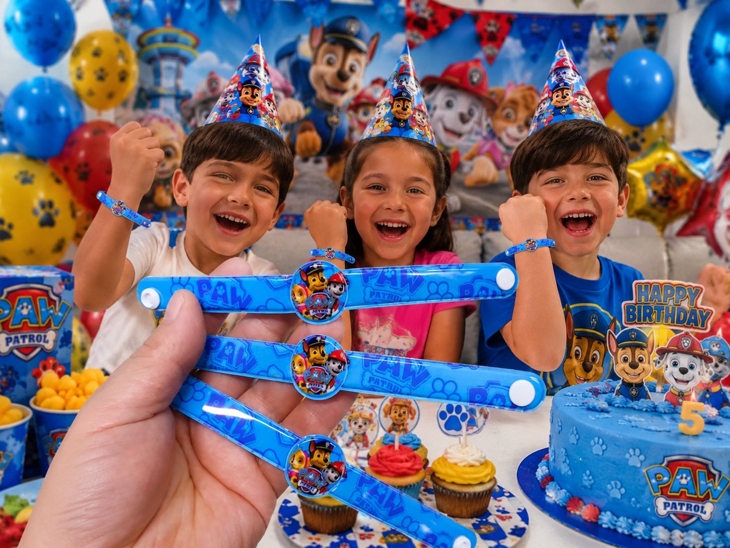 Deri bileklik PAW PATROL 3 lü çıtçıtlı 18 cm