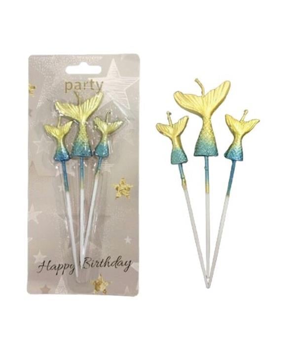 Doğum Günü Mum Deniz Kızı Kuyruğu Gold