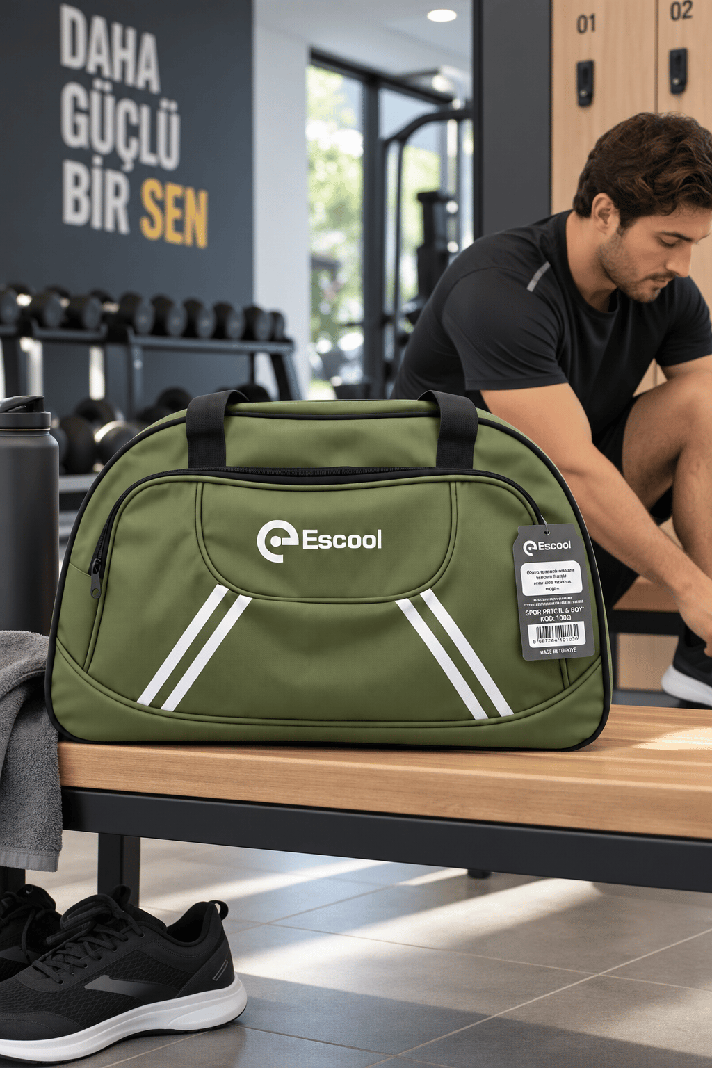 Escool Fitilli Spor Seyahat Çant.2 gözlü38x62x20 HAKİ