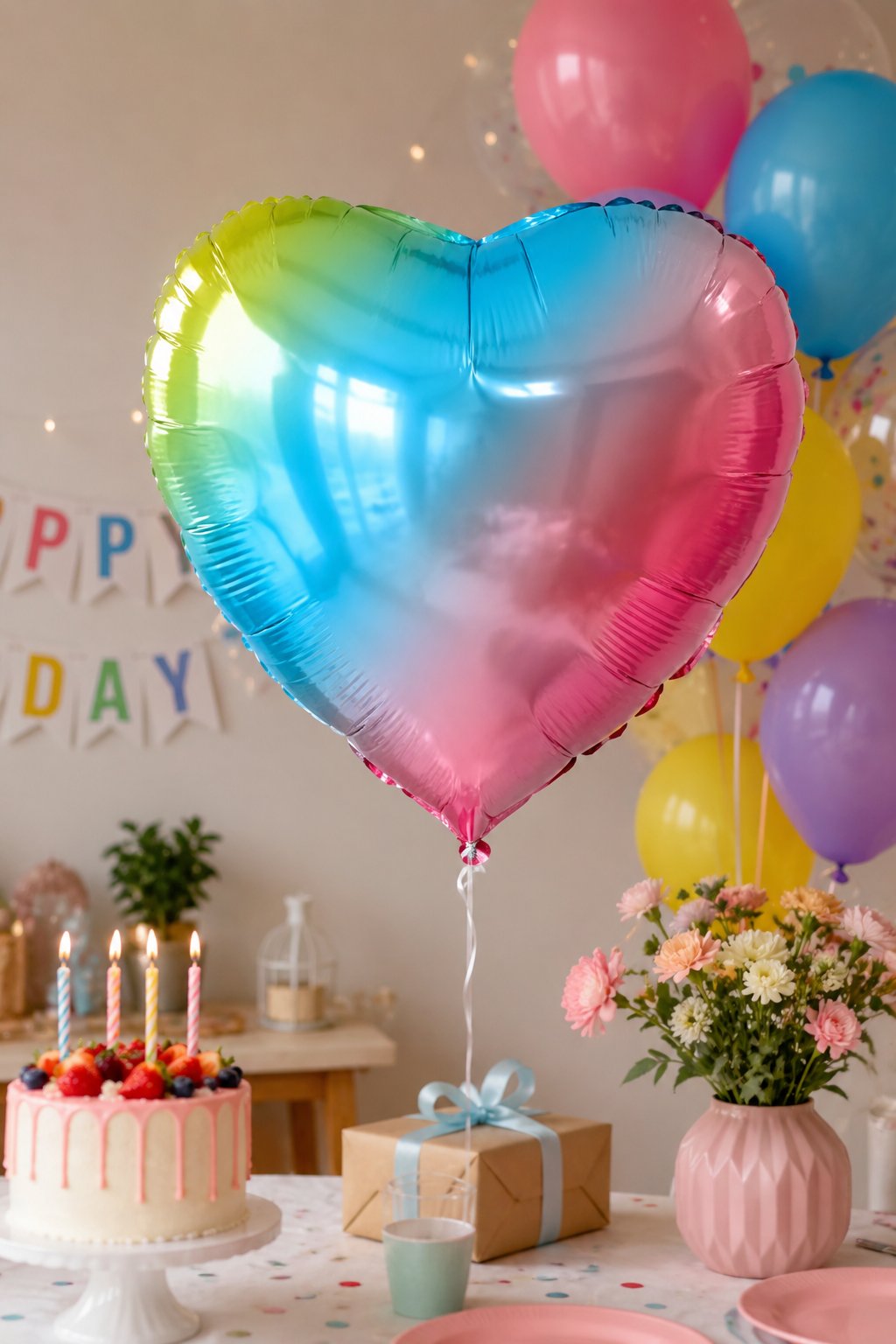 Folyo Balon 24 inç 60cm KALP RAİNBOW